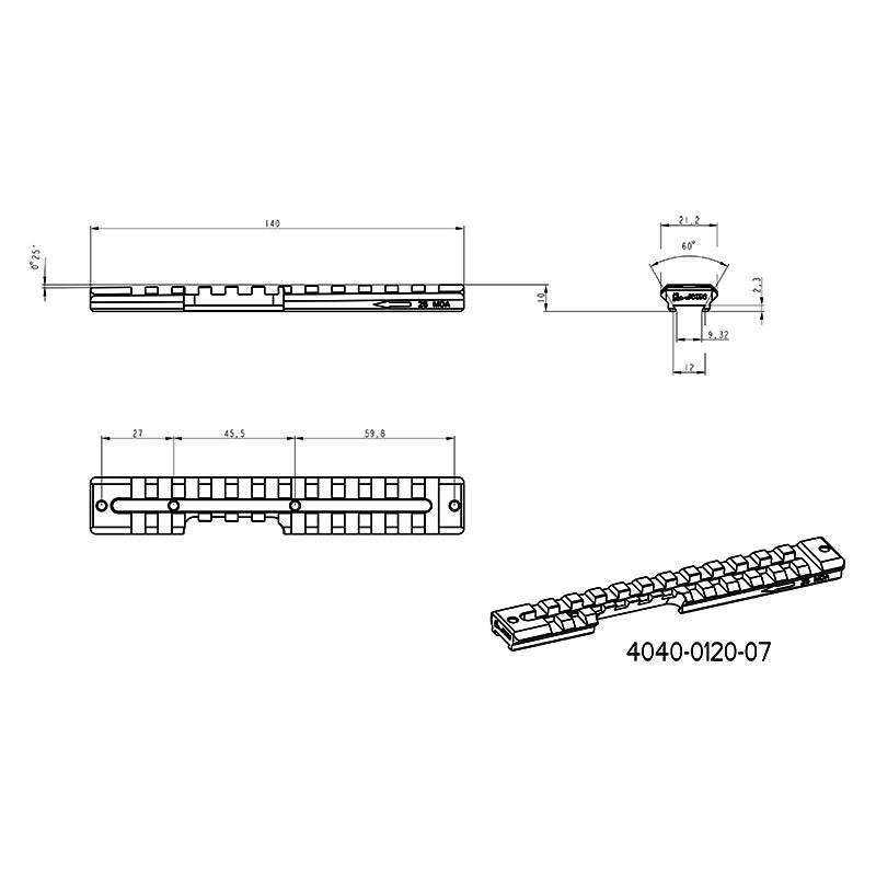 CZ 457 rail Picatinny | left hand 25 MOA JK-N
