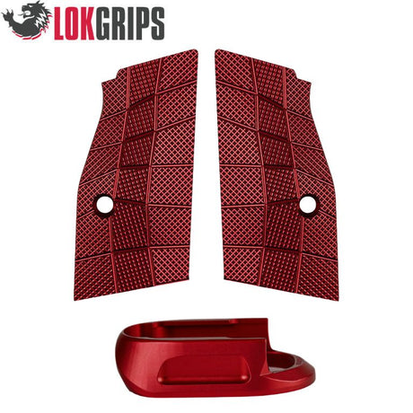 CZ Shadow 2 Compact & Carry kurze Alu-Griffschalen & Alu-Magwell | Gridlok_rot