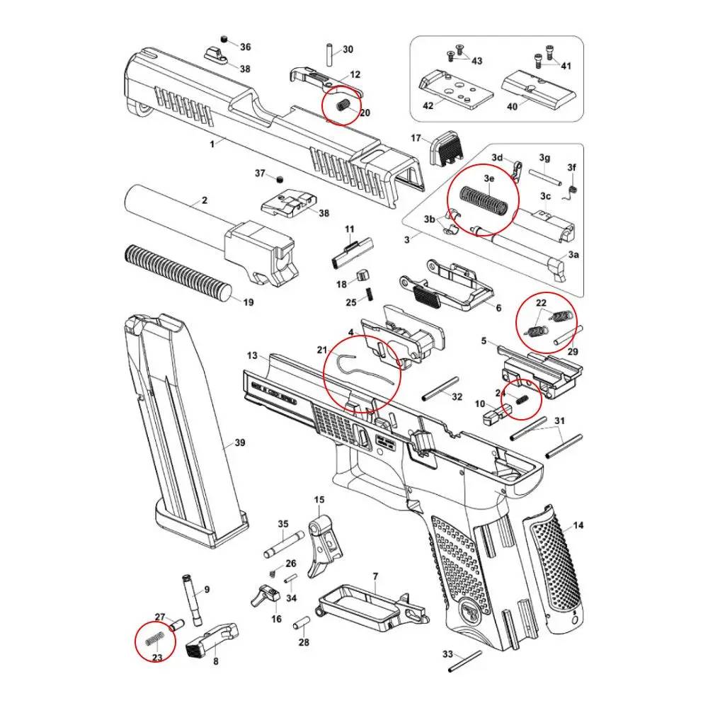 CZ P-10 jeu de ressorts