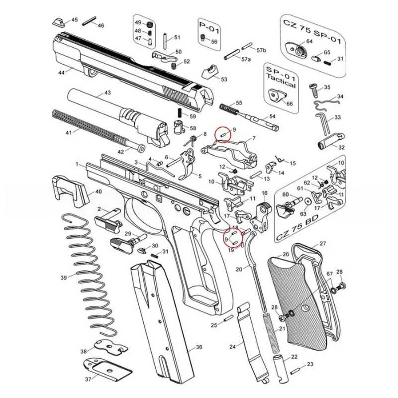 CZ Shadow 2, CZ TS 2, CZ 75B & SP-01 Shadow axe de strut de chien