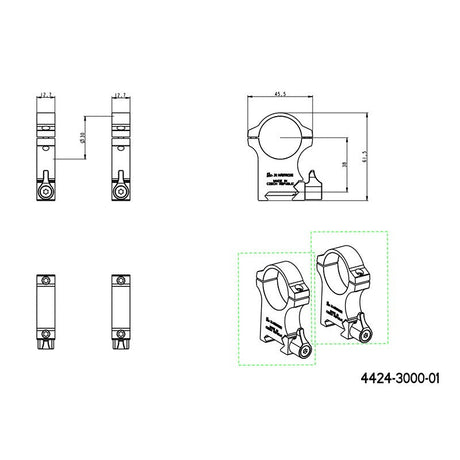 30mm Zielfernrohrmontageringe | Picatinny-Basis mit Hebel JK-N