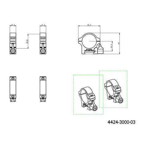 30mm Zielfernrohrmontageringe | Picatinny-Basis mit Hebel JK-N