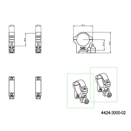 30mm Zielfernrohrmontageringe | Picatinny-Basis mit Hebel JK-N